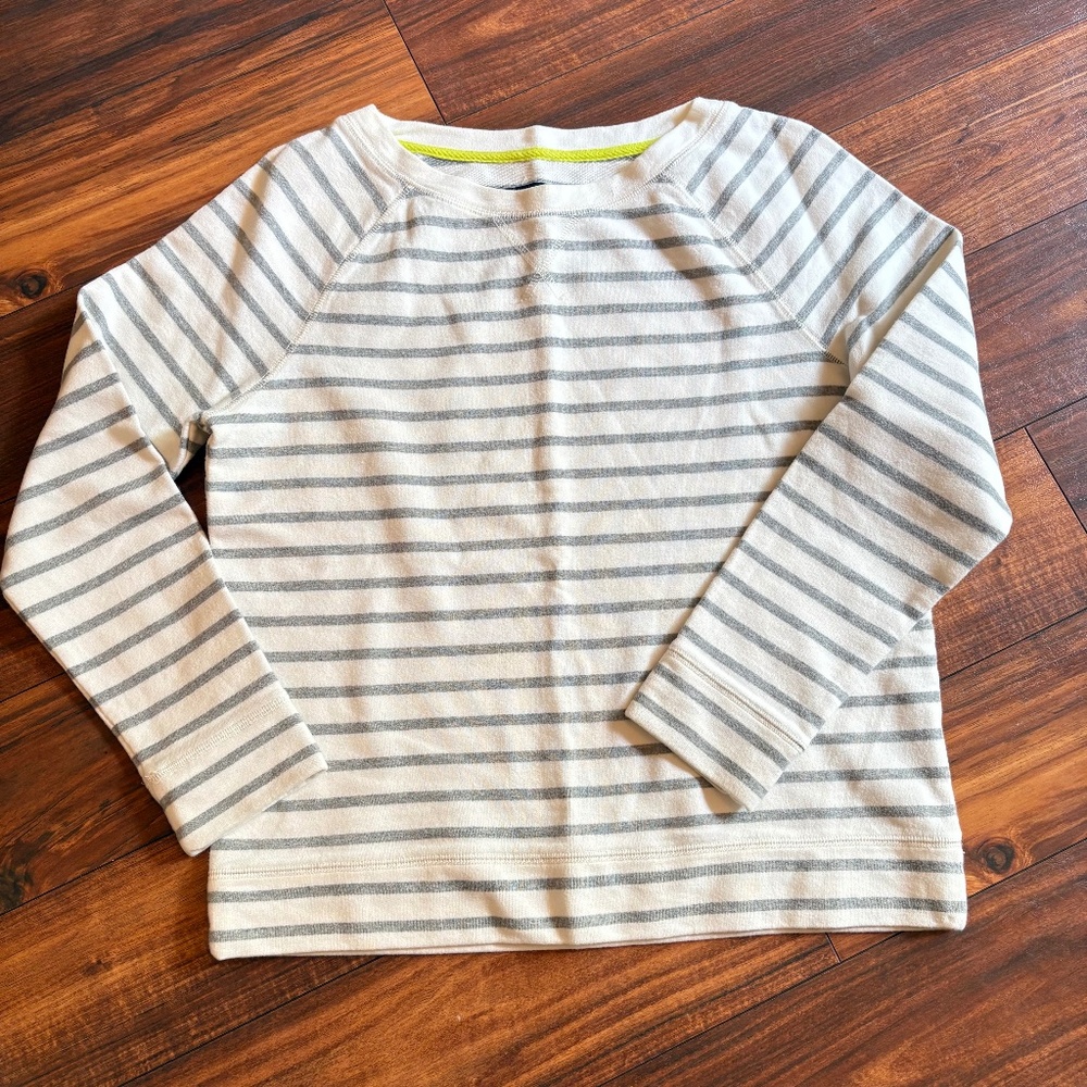 Boden Breton Cotton Sweatshirt Grey Marl Ivory Stripe 4